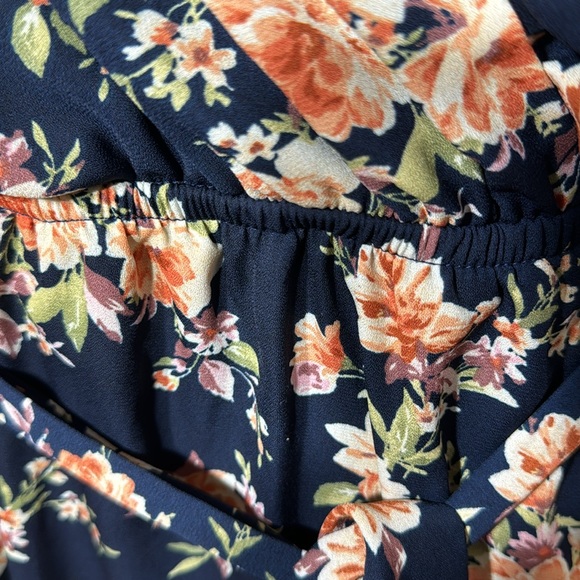 As U Wish Womens Large Short Sleeve Dress Elastic Waist with Belt Floral - Picture 6 of 12